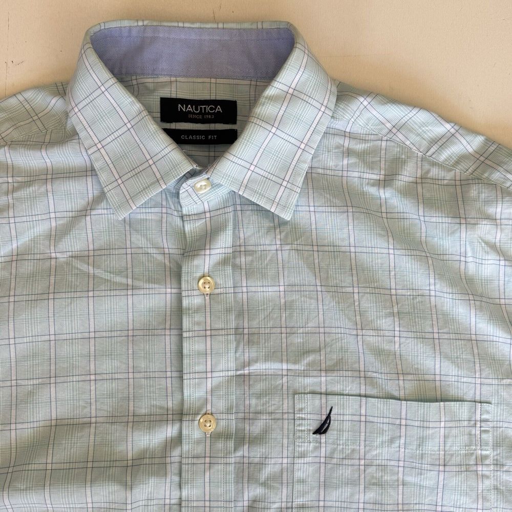 Nautica Shirt Mens Size 16 32/33 Plaid Classic Fit Button Up Long Sleeve 2013 - Picture 2 of 6
